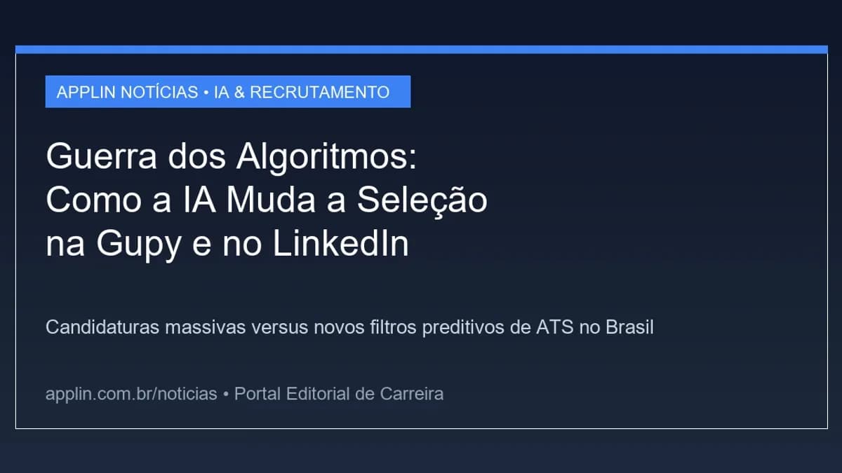 Infográfico ilustrando a triagem de currículos por algoritmos ATS e inteligência artificial